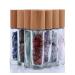10ml Roll On Bottle For Essential Oils,10 Pack Clear Glass Roller Bottles With Natural Crystal Gemstone Roller Balls Top,Bamboo Lid,Thick Glass Essential Oil Bottles-Healing Crystal Chips Inside