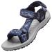 Outpro sandals men flat trekking and hiking sandals for men non-slip and durable sports sandals for the beach and outdoor use 43 EU blue