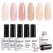 RARJSM Icy Jelly Gel Nail Polish Set of 6 Translucent Colors Sheer Rose Nude Tone Gel Polish LED UV Gel Clear Milky Light Pink Red Brown French Manicure Curing Requires 7.5ml DIY Home Nail Salon Icy Jelly Set