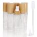COSIDEA 6 pcs Empty 2oz / 60ml bamboo lids clear glass bottle with lotion pump dispenser refillable emulsion cosmetic cream bottles toiletries refill travel container 60ml With Lotion Pump