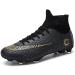 WLY Men's Soccer Boots FG Soccer Cleats Athletic Hightop Shoe Competition/Training 9.5 Black