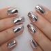 24pcs Metallic Chrome Short Length Press On Nails High Shine Mirror Fake Nail Set Round Tip False Acrylic Nails Purple Solid Color Salon Manicure L5941-1