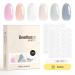 Beetles Press on Nails Short Glossy 6 Solid Colors Fake Nails 144Pcs White Pink Nude Grey False Nails with Strong Nail Glue Nail Adhesive Tabs and Mini File for Women and Girls Early Morning Mist A-Early Moring Mist