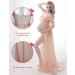 FEOYA Maxi Maternity Dress - Orange Chiffon Lace Strapless Gown for Pregnancy Photography - Buy Online on SooperMarket.com