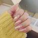 BELICEY Pink Press on French Nails Medium Coffin Fake Nails Glossy Wedding Party Full Cover Acrylic Ballerina Arts False Nails Tips for Women & Teen Girls 24PCS (Pearl Pink)