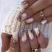 24PCS Medium Press on Nails Square Fake Nails Full Cover Gold Glitter False Nails Brown Acrylic Nails Marble Design Glue on Nails Medium Stick on Nails for Women Girls Style 2