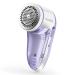 Ruidla Fabric Shaver Defuzzer, Electric Lint Remover, Rechargeable Sweater Shaver with Stainless Steel 3-Leaf Blades, Dual Protection, Removable Bin, Easy Remove Fuzz, Lint, Pills, Bobbles Purple