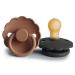 FRIGG Daisy Natural Rubber Baby Pacifier | Made in Denmark | BPA-Free (Graphite/Peach Bronze 0-6 Months) 2-Pack
