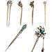 LEEQ Vintage Hair Sticks Chinese Hair Sticks Vintage Chinese Hairpin Antique Hairpin Metallic Hair Stick for Decorative Hair Styling Fixed (6 Pieces)