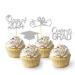 2024 Graduation Theme Cupcake Toppers Glitter Class of 2024 Graduation Cap Diploma Cupcake Picks - Set of 24 (Silver)