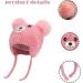 Cute Bear Kids Winter Hat | Dual Pom-Pom Ear Flaps | Fleece Lined Earflap Cap for Boys & Girls 1-5 Years | Chenille Knitted Warm Hat | Toddler Cold Weather Beanie - Pink - Buy Online on SooperMarket.com