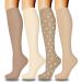 Actinput 4 pairs of compression stockings for women men colorful support stockings compression socks for sports flight running travel cycling nurse 4105 - Braun S -M