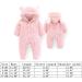 Newborn Baby Cartoon Bear Snowsuit Winter Coat Fleece Hooded Romper Jumpsuit 0-3 Months - Pink - Buy Online on SooperMarket.com