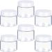 6 Pack 1 oz Plastic Pot Jars Round Clear Leak Proof Plastic Cosmetic Container Jars with White Lids for Travel Storage Make Up, Eye Shadow, Nails, Powder, Paint, Jewelry (White-1 oz)