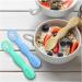 Vicloon Baby Fork and Spoon Set 4Pcs Silicone Spoon Baby Weaning Spoon Set Self Feeding Utensil Easy Grip Soft Baby Spoon Toddler Cutlery Kit for Infant Toddler Children First Led Training Weaning Blue/Green/Grey/Khaki - Buy Online on SooperMarket.com