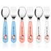 Vicloon Baby Fork and Spoon 6 PCS Toddler Utensils Spoons Forks Tableware Set Toddler Utensils Stainless Steel Baby Forks and Spoons Baby Feeding Cutlery Utensils Weaning Spoons for Kids - Fox Pink/Blue/Beige-fox