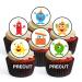 PRECUT Monsters Edible Cupcake Toppers - Monsters Birthday Party Theme Premium Thickness SWEETENED VANILLA - wafer card disc cake decorations (Pack of 24)