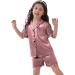 SWOMOG Kids Silk Pyjamas Set | Short Sleeve Button-Down Satin PJs | Misty Rose | Ages 4-16 - Buy Online on SooperMarket.com