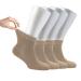 Cosyfeel Women Loose Diabetic Socks | 4-Pack Neuropathy Ankle Socks for Ladies | Super Soft Eco-Friendly Bamboo Material | Durable with Seamless Toe | Multicolour Patterns | 4 Seasons 4-7 LIGHT BEIGE