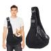 Petcute sling dog carrying bag for small dogs pet hand spinning carrier shoulder bag adjustable padded shoulder strap with front pocket dog carrier bag with safety buckle black
