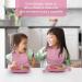 Vicloon Baby Weaning Set - 4 Pcs Silicone Feeding Set | BPA Free Suction Plate, Bib, Spoon & Fork | Toddlers & Kids Plates | Pink Bear Design - Buy Online on SooperMarket.com