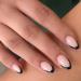 RUNRAYAY French Tips Press on Nails Short Almond Fake Nails Glossy Stick on Nails Balck False Nails Glue on Nails Nude Acrylic Nails for Women 24Pcs GG