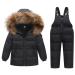 Kids Winter Puffer Jacket and Snow Bib Pants Ski Suits 2-Piece Snowsuit Hooded Down Coat and Snow Pants Outfits Set 3-4 Years Black