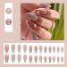 Justotry 24 Pcs Floral Stiletto False Nails - Medium Grey French Press on Nails with Trendy Gold Swirl Pattern | Short Almond Fake Nails for Women with Nail Glue - Nail Art Flower & Grey - Buy Online on SooperMarket.com
