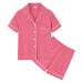 SWOMOG Unisex Girls Boys Modal Pyjamas Set Button-Down PJs Short Sleeve Sleepwear Two-Piece Lounge Sets 6-7 Years Coral