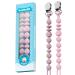 LcyKohn Blinky Clip Holder Pacifier Clips Strap Teether Toy Teething Relief for Newborn Baby Girl Birthday Shower Chrismas (Blush&Soft Lilac) 2-Pack