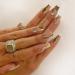 KXAMELIE Matte Press on Nails Long With Green Swirl Gold Lines Glue on Nails Coffin Fake Nails for Women Nail Art 24 PCS unique pattern