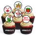 PRECUT Christmas Edible Cupcake Toppers - Festive Mix #1 Premium Thickness SWEETENED VANILLA - wafer card disc cake decorations (Pack of 12)