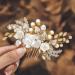 IYOU Flower Bridal Hair Comb Gold Crystal Bride Hair Accessories Leaf Pearl Wedding Side Combs Headpiece for Women