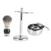 Professional Mens Shaving Kit: Faux Badger Hair Brush Alloy Soap Bowl & Stand Holder - Perfect for a Luxurious Grooming Experience - Buy Online on SooperMarket.com