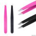 High Precision Tweezers Set - Pluck Eyebrows, Apply Fake Eyelashes, Remove Hair - Pink/Black - Buy Online on SooperMarket.com
