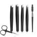 Tweezers for Women Professional Eyebrow Tweezers 4Pcs Slant Pointed Precision Tweezers with Curved Scissors And Brow Brush for Ingrown Hair Removal Daily Beauty Tools with Leather Travel Case