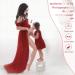 FEOYA Maxi Maternity Dress Chiffon Lace Strapless Gown | Red | Split Front | Photography | Full Length - Buy Online on SooperMarket.com