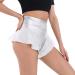 Women's Shiny Ruffle Dance Booty Shorts - High Waist Metallic Mini Hot Pants for Stage, Pole Dance, Yoga - Large Silver - Buy Online on SooperMarket.com