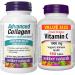 Webber Naturals Advanced Collagen with Hyaluronic Acid and Boron 40 Mini Caplets & Vitamin C Timed Release 1000 mg 150 Tablets For Bones Teeth Immune and Antioxidant Health