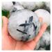 Natural Sphere 1PC Natural Crystal Spheres Black Hair Tourmaline Quartz Jet Stone Ball 50mm-90mm (Color : 60-70mm)