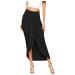 Sanahy Women's Casual Slit Wrap Asymmetrical Elastic High Waist Maxi Draped Skirt Casual Boho Summer Beach Midi Wrap Skirts Black S