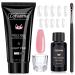 Lofuanna poly nail gel set-60ml pink nail extension gel all-in-one set nail gel kit for nails with slip solution nail form nail brush glass cup nail art design for beginners
