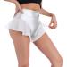 Women's Shiny Ruffle Dance Booty Shorts - High Waist Metallic Mini Hot Pants for Stage, Pole Dance, Yoga - Large Silver - Buy Online on SooperMarket.com