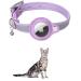 Kocnydey leather reflective Airtag cat collar anti-wing cat collar with adjustable bracket & Bell integrates Apple Air Tag cat necking band for cats Small dogs (purple) XS (19-26cm) purple