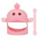 Baby Teething Toys Silicone Baby Teether Cute Chick Shape Baby Teether Pacifier with 2 Teether Stems Silicone Baby Chew Toys for Daytime and Nighttime for Teething Relief(Cherry Powder)