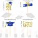 Pack of 24 Glitter 2024 Graduation Cupcake Toppers Graduation Cupcake Toppers Bachelor Hat Decoration Graduation Decoration for Graduation Party Decoration (Blue & Gold) - Buy Online on SooperMarket.com