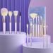 HEYMKGO 12pcs Professional Makeup Brushes Set with Transparent Handles - Ideal for Foundation, Blending, and Eyeshadow - Purple Triangle Puff Included - Buy Online on SooperMarket.com