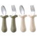 Pandaear 6-Piece Children's Cutlery Set | BPA-Free Silicone & Stainless Steel Baby Fork & Spoon | Anti-Choke Design | Ideal for 1-Year-Olds | Light Brown - Buy Online on SooperMarket.com
