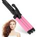 Mini 3 Barrel Curling Iron 1/2 Inch Small Beach Waves Curling Iron for Travel Dual Voltage Curling Wand Ceramic Tourmaline Hair Crimper Add Shine to Waves Light Weight & Easy to Use Pink