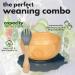 77 Star Bamboo Baby Weaning Set - Suction Bowl, Plate, Spoon & Fork | Non-Slip Baby Feeding Set with Detachable Suction Base | Grey Color - Buy Online on SooperMarket.com